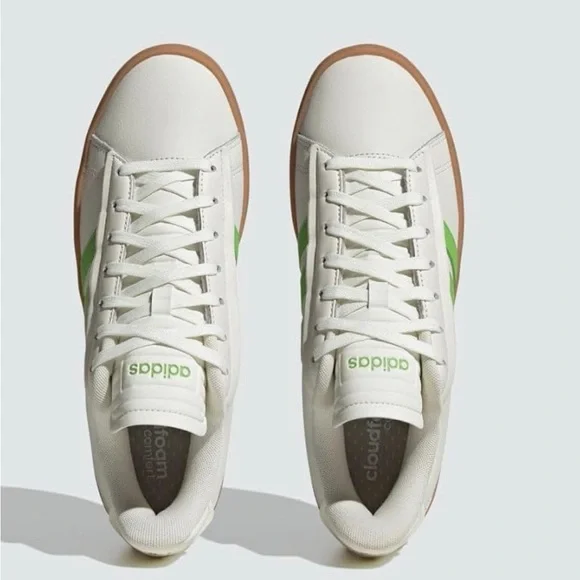 Adidas Women’s Grand Court Alpha White and Lime Green Shoe New in Box - Picture 2 of 5